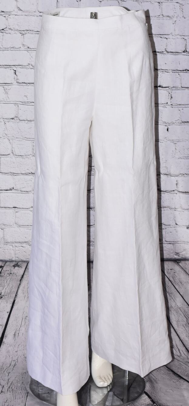 J. Peterman Women's High Rise Wide Leg Lined Linen Pants White Size 4 NWOT